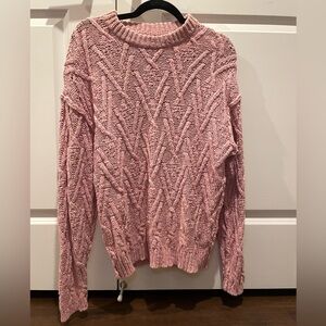 Free People Isla Cable Stitch Tunic Sweater Rose Size XS
